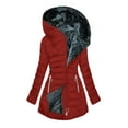 thumbnail image 1 of Christmas Clearance Lilgiuy Winter Oversized Coats for Women 2023 Trendy Thicken Plush Cotton Lined Slim Fit Warm Hooded Jacket Coats with Zipper Pockets Red(S-5Xl), 1 of 2