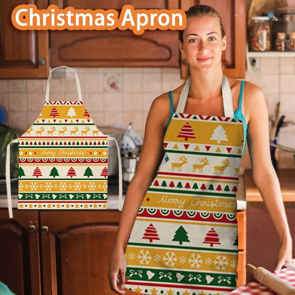 Christmas Clearance,Linen Family Apron Set, 1pc Adult-Sized Kitchen Apron with Christmas Print for Home and Restaurant Use,Nightmare Before Christmas Decorations