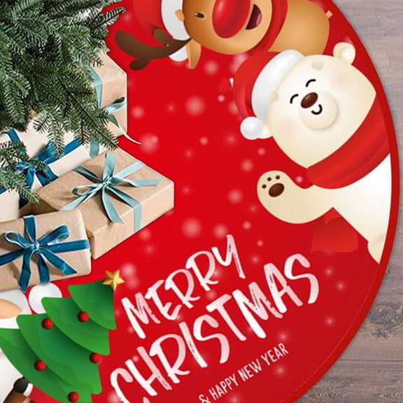 Merry Christmas Tree Skirt Collar 36 Inch, Soft and Funny Farmhouse Holiday Decor Xmas Party Holiday Decoration