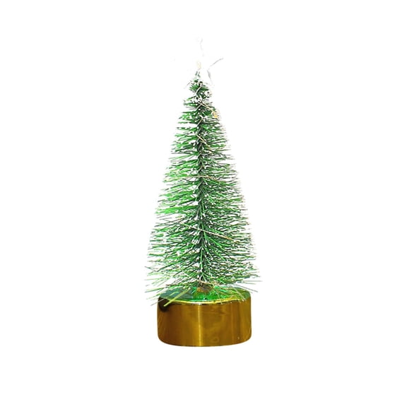 Mini Christmas Tree, 1pcs Miniature Pine Trees with Wooden Base Bottle Brush Trees with 7-Color LED Artificial Xmas Trees Tiny Trees for Crafts Christmas Halloween Party Decor