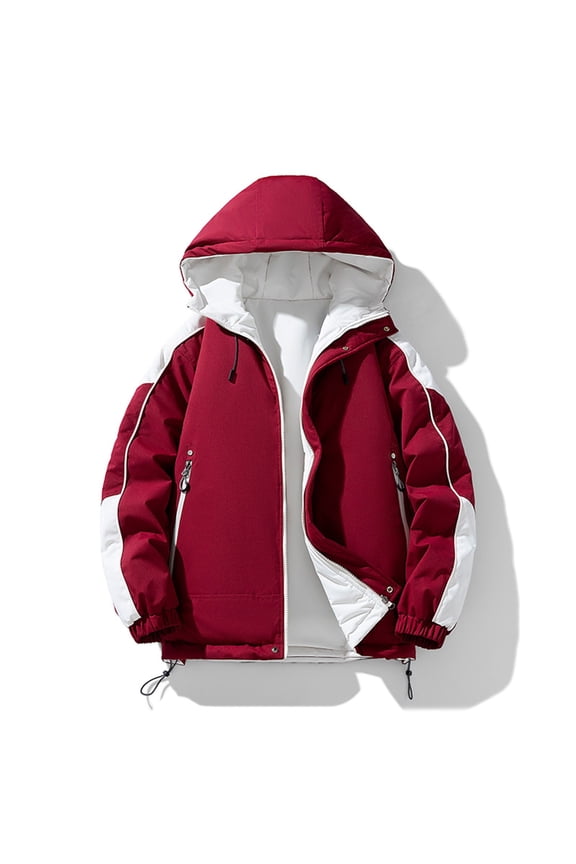 Christmas Clearance Ofreoo Men's Stitching Drawstring Hooded Slim Fashion Jacket Coat Outwear
