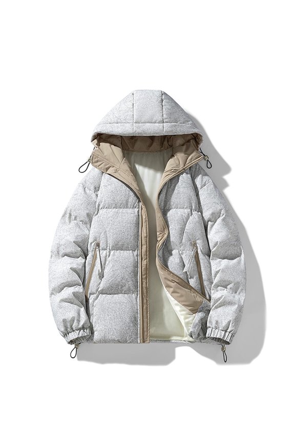 Christmas Clearance Ofreoo Men's Stitching Drawstring Hooded Slim Fashion Jacket Coat Outwear