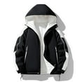 thumbnail image 1 of Christmas Clearance Ofreoo Men's Stitching Drawstring Hooded Slim Fashion Jacket Coat Outwear, 1 of 9