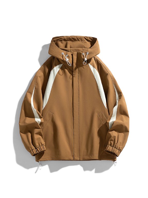 Christmas Clearance Ofreoo Men's Stitching Drawstring Hooded Slim Fashion Jacket Coat Outwear