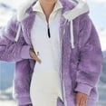 thumbnail image 1 of Christmas Clearance ! Ozmmyan Women's 2022 Fashion Winter Faux Shearling Shaggy Hooded Coat Long Sleeve Zip Up Patchwork Oversized Thickened Warm Jacket Coat, 1 of 5