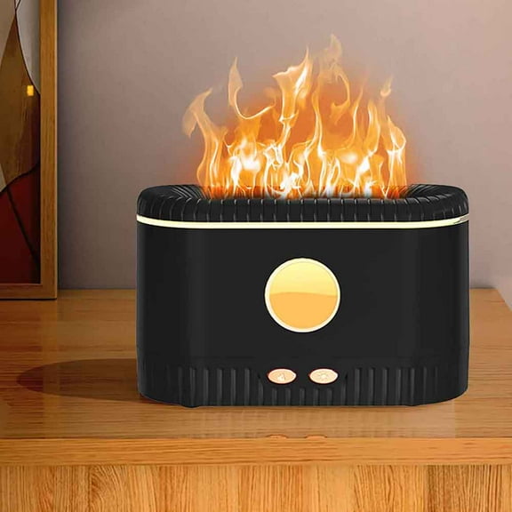 Christmas Clearance! QLEICOM Flame Humidifier Essential Oil Diffuser, 250ml Small Cool Mist Humidifiers Aromatherapy Diffuser, 7 Colors, Auto Shut-off, for Home Office Bedroom Nursery Indoor Gift
