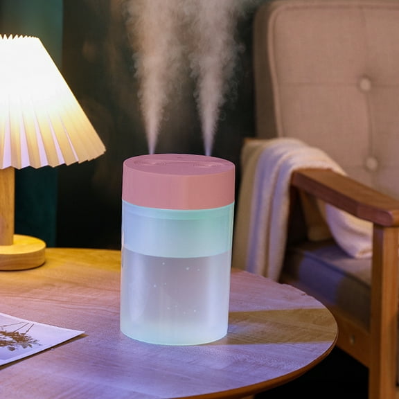 QLEICOM Humidifiers for Bedroom, 1.2L Cool Mist Humidifiers, 2 Spray Nozzles, 7 Colors LED Light, Auto Shut-off, Humidifiers for Home Office Bedroom Nursery Indoor (Pink)