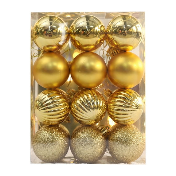 1 Box Of 24pcs Christmas Gifts for Women,Christmas Ball Set,Holiday Decor for Christmas Tree Window Display Shopping Mall Party,Gold