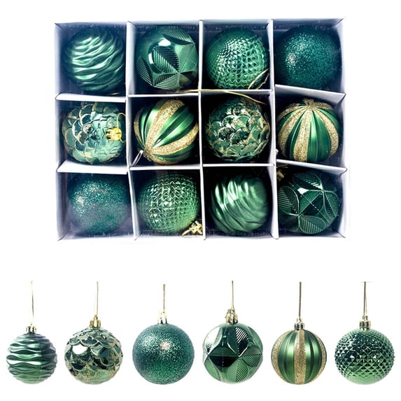 Christmas Ornaments 12PCS 2.4IN Shiny Christmas Balls Mini Holiday Ball Set for Christmas Tree Hanging Ornaments Festive Decorations for Home Party and Displays