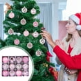 thumbnail image 1 of 12pcs Christmas Home Decor,Flocking Shaped Christmas Balls,Flannel Hanging Ornament,Dress Up Accessories Christmas Tree Thanksgiving Party,2.36IN,Pink, 1 of 6