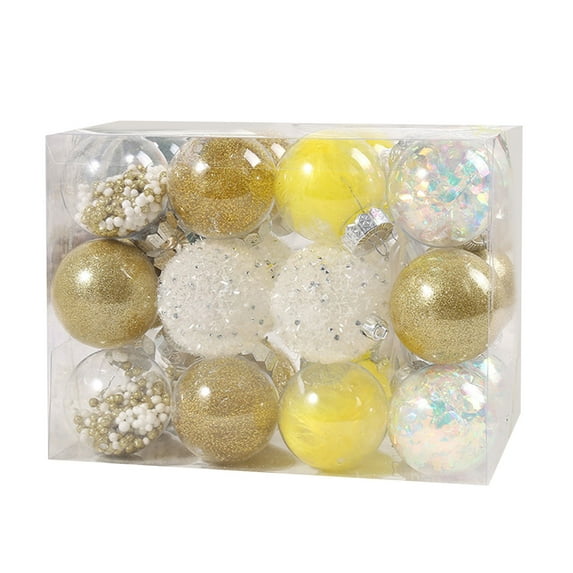 24 Pcs Christmas Tree Topper,Christmas Balls,Shatterproof Hanging Holiday Decor for Christmas Tree for Thanksgiving Wedding Party Birthday Wreath Decor,2.4in,Gold