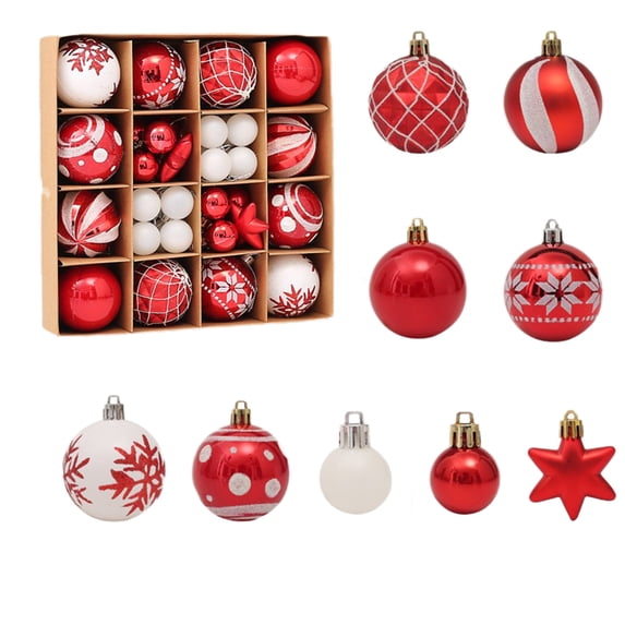42Pcs Christmas Home Decor,Christmas Balls,Proof Christmas Tree Decor,Hanging Ornament for Thanksgiving Wedding Party Holiday Home Decor,Red White