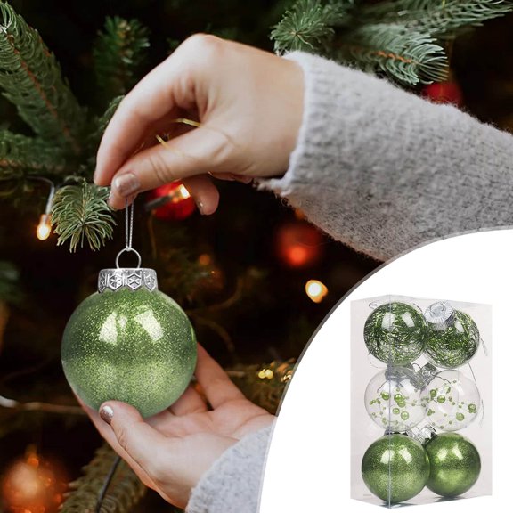 6PCS 2.4IN Transparent Christmas Balls Set Hanging Ornaments for Christmas Tree and Store Decorations Festive Window and Party Display Clear Decorative Pendants
