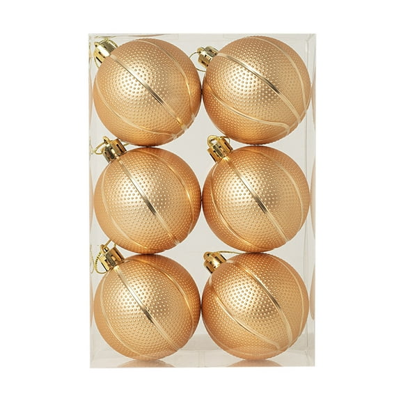 6pc Christmas Tree Topper,Christmas Balls,Plastic Material,Hanging Decorations,Holiday Decor for Christmas Tree Thanksgiving Party Decor,2.36IN,Gold