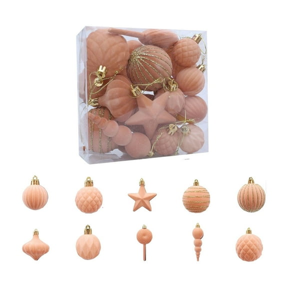 Christmas Decorations Indoor,24 Piece Flocked Christmas Balls,Dining Table Ornament Decoration for Christmas Tree Thanksgiving Party Decoration,2.76in,Orange