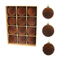 Christmas Home Decor,Christmas Balls , Flocked Texture Low-Cost Christmas Tree Decor for Christmas Tree Thanksgiving Party Decoration,2.36in,12pc,Brown