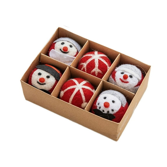 Christmas Home Decor,Christmas Balls with Snowflake,Handmade Xmas Crafts,Christmas Tree Decor,Holiday Decor for Thanksgiving Party Decoration,1.5in,6PCS,Red