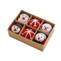 Christmas Home Decor,Christmas Balls with Snowflake,Handmade Xmas Crafts,Christmas Tree Decor,Holiday Decor for Thanksgiving Party Decoration,1.5in,6PCS,Red