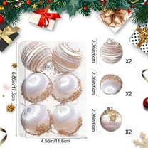 Christmas Home Decor,Christmas Balls,Tree Hanging Balls Low-Cost Christmas Tree Decor for Thanksgiving Party Wedding Decoration Gift Box,2.36in,6 Pcs,White