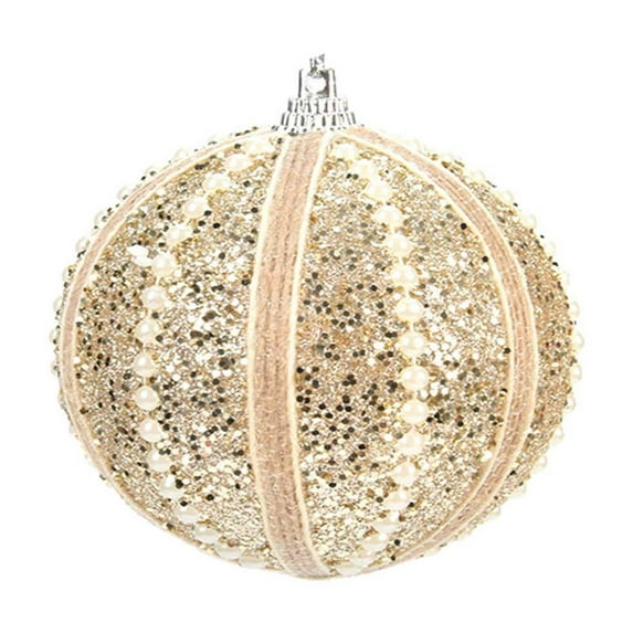 Christmas Home Decor,Foam Pendant Christmas Balls,Pearl Hanging Colored Decorations for Thanksgiving Wedding Party Home Decor,3.15IN,Gold