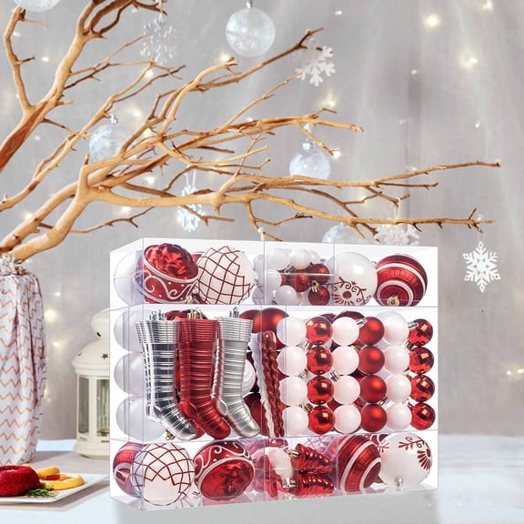 Christmas Ornaments,150 Pieces Christmas Balls Set,Electroplated Natural Style Decor, for Christmas Tree Thanksgiving Party Decoration,F