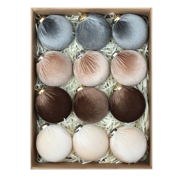 Christmas Ornaments,Christmas Balls,Polyester Velvet Natural Style Decoration,Holiday Decor for Christmas Tree Thanksgiving Party Decoration,3.15in,12pcs,D