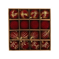 Christmas Ornaments,Flocking Hanging Christmas Balls,Painted Balls Pendant for Holiday Shopping Mall Window for Christmas Tree Thanksgiving Party Decoration,,Red