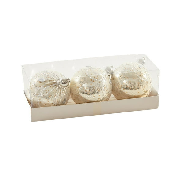 Christmas Ornaments,Gauze Rosy Plated Painted Christmas Balls,Hoiday Decor for Christmas Tree Thanksgiving Party Colored Hotel Shopping Mall Window,3.15In,3pc,Gold