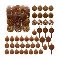 Christmas Tree,42 Piece Flocked Christmas Balls,Multiple Styles for Christmas Tree Thanksgiving Party Decoration,2.36in,Brown