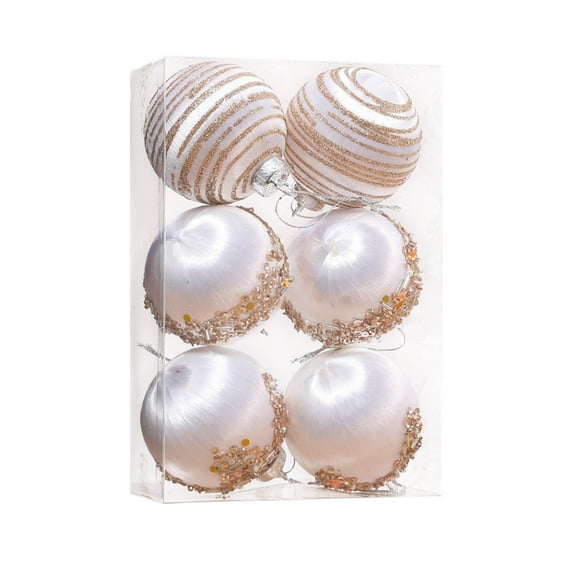 Christmas Tree,Christmas Balls Box Pendant,Antique Adaptation,Living Room Atmosphere Creation,Holiday Decor for Thanksgiving Party Decoration(3.14in,6pcs),White