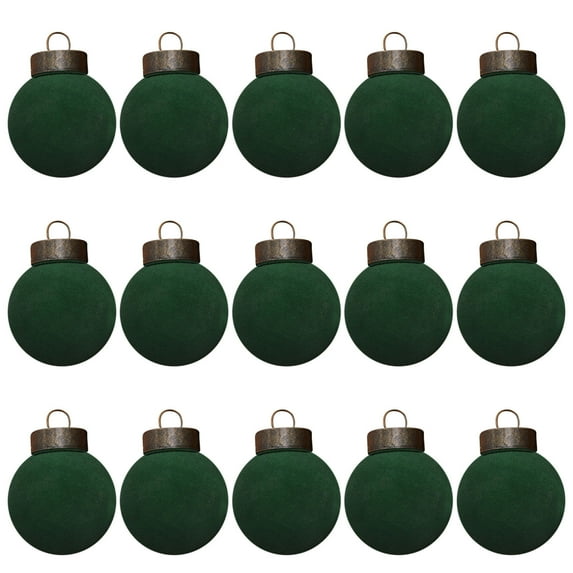 Christmas Tree Decorations,Flocked Christmas Balls,Plastic Velvet Bedroom Warm Style Bedside Hanging Ornaments with Thanksgiving Party Decoration,2.4in,15Pcs,Green