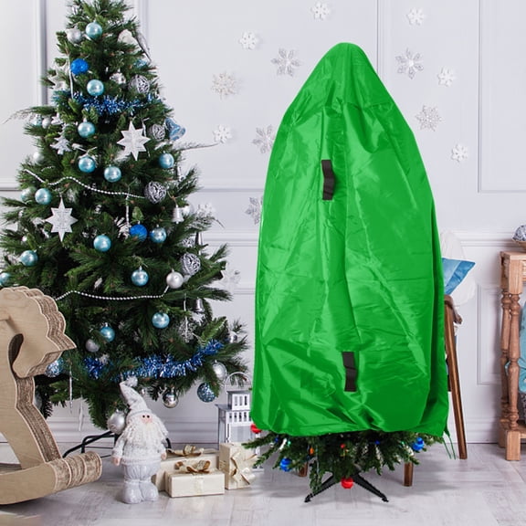 Christmas Tree Storage Bag - Upright Zippered Canvas Cover for 9-Foot Artificial Trees with Buckle Straps and Cinch by SUYPHAHN (Green)