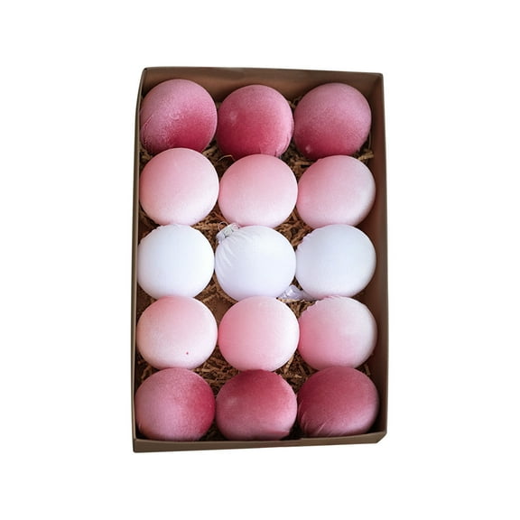 Christmas Tree Topper,Christmas Balls Xmas,Velvet Christmas Tree Adaptation , Tree Top Key Decoration,Holiday Decor for Thanksgiving Party Decoration(3.15in,15pcs),Pink