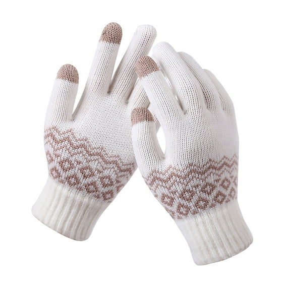 Christmas Clearance Sale! Feledorashia Winter Knitted Gloves Wool Warm Windproof Touch Screen Glove for Women and Men Christmas Gifts