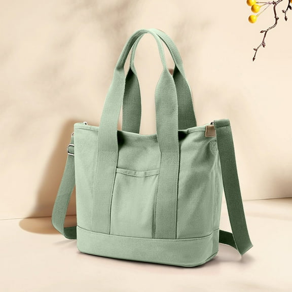 Christmas C1earance Sales! SRUILUO Classic Bag - Cotton Canvas Shoulder Bag with Upgraded Features Vintage Canvas Satchel Bag for Men Women Green