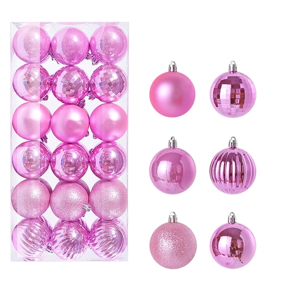 SuoKom Christmas Balls, 36Pcs 2.36 Inch Pink Christmas Balls Hanging Ornaments Shatterproof Delicate Baubles Set, for Home Holiday Party Xmas Tree Decoration Gifts
