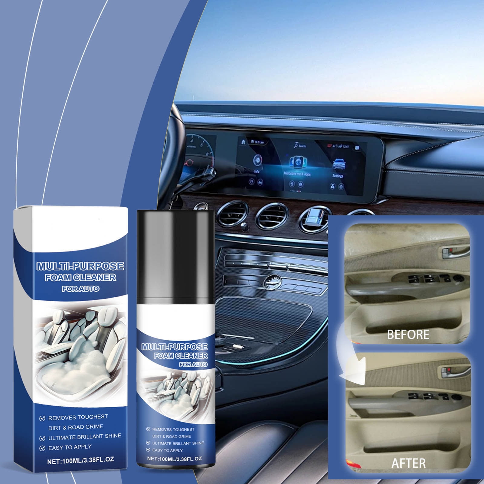 Christmas Clearance TOUMENY Foaming Car Wash Soap Foam Cleaner Multi-Purpose Car Interior Foam Cleaner Car Foam Cleaning Car Dirt Cleaning 100ml Gifts for Car Lovers