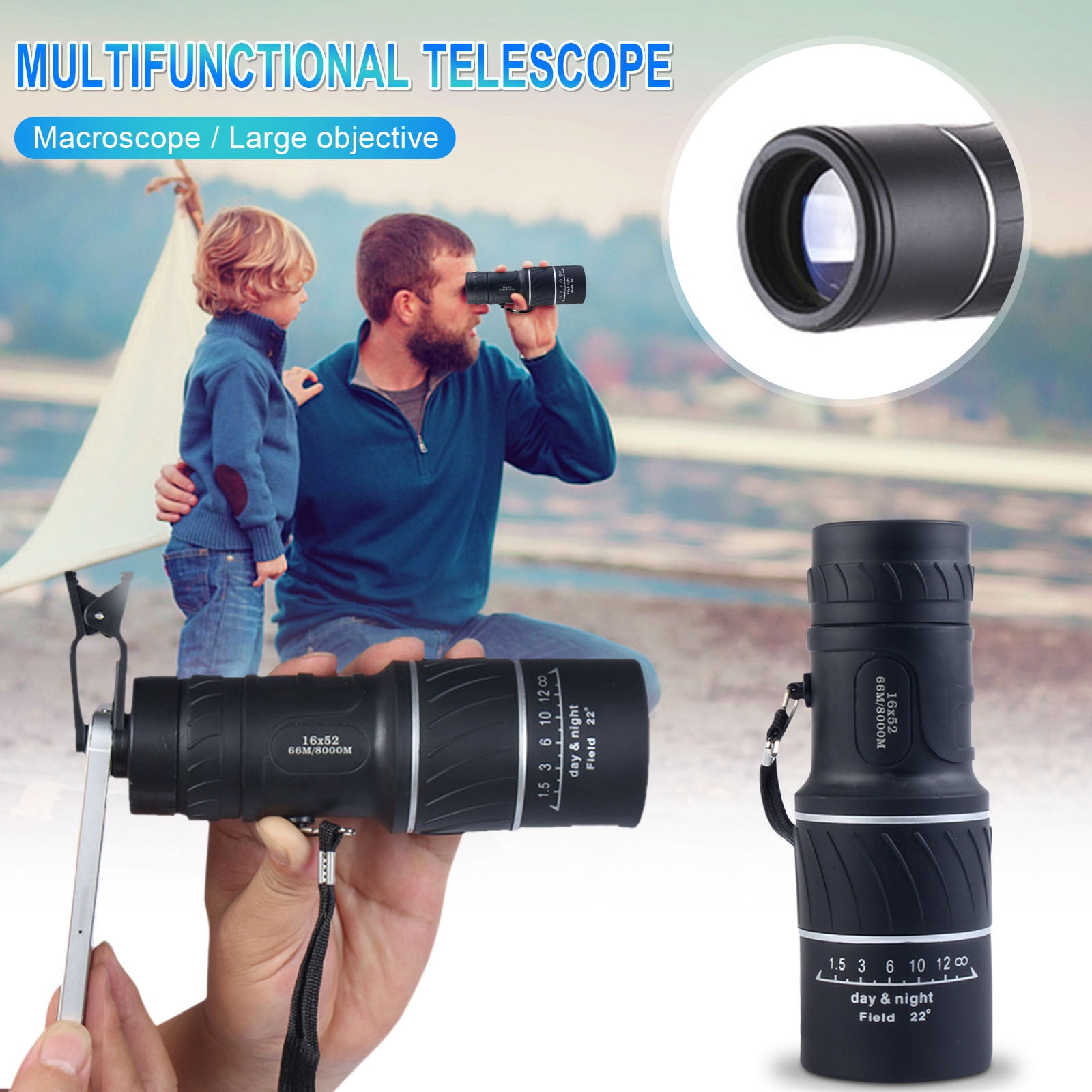 Christmas Clearance Telescope 16x52 Monocular Focus Optics Zoom