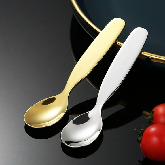 Tpzfurit 304 Stainless Steel Baby Feeding Spoon - Durable, Safe & Easy-to-Clean Mini Utensil for Toddlers - Thickened Design with Rounded Edges for Gentle Feeding Experience - Ide