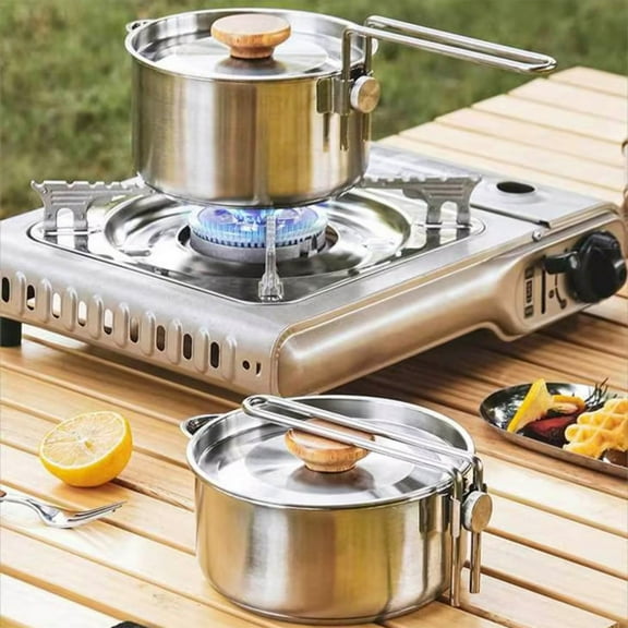 Tpzfurit 304 Stainless Steel Portable Camping Tea Kettle Pot - Multi-purpose, 800ml/1000ml Capacity, Lightweight with Folding Handle - Ideal for Mountaineering, Hiking, and Outdoo