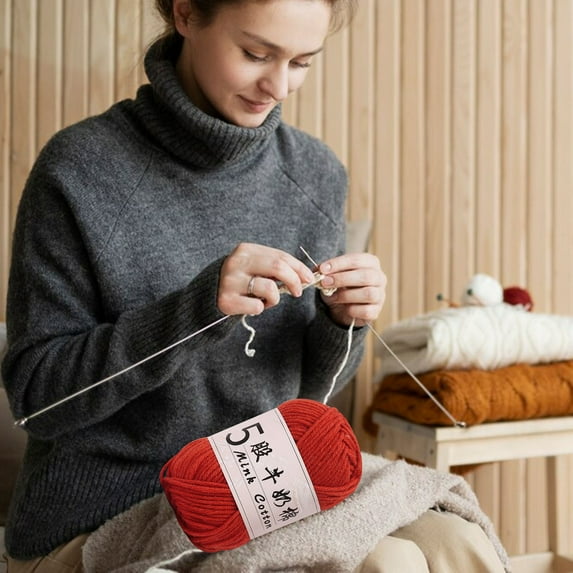 Christmas Clearance Tpzfurit 5-Strand Milk Cotton Yarn Ball - Soft, Strong, Lustrous Crochet Thread for Beginners & Experienced Crafters - 50g/325m - Ideal for Sweaters, Dolls, Hats & More - Suitable