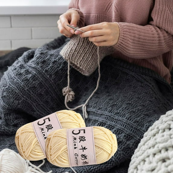 Tpzfurit 5 Strands Milk Cotton Crochet Yarn for DIY Doll and Baby Sweater Projects - Soft, Strong, and Lustrous Acrylic Thread - 50g Ball, 325m Long, Suitable for Beginners and Ex