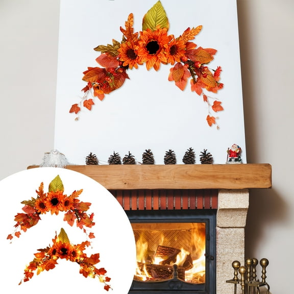 Tpzfurit Artificial Sunflower and Maple Leaf Door Lintel Decoration with LED Option - Vibrant Thanksgiving Home Decor - Quality for Indoor Use - Easy Installation, Requi