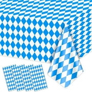 Summer Savings Tpzfurit Blue Beer Festival Party Tablecloth - Disposable PE Plastic, Stain-Resistant, Hygienic - Ideal for Oktoberfest, Family Gatherings, Barbecues - Size, 137x274cm - Eco-Frien