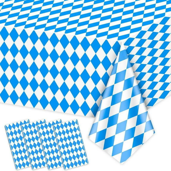Summer Savings Tpzfurit Blue Festival Party Tablecloth - Disposable PE Plastic, Stain-Resistant, Hygienic - Ideal for Oktoberfest, Family Gatherings, Barbecues - Size, 137x274cm - Eco-Frien