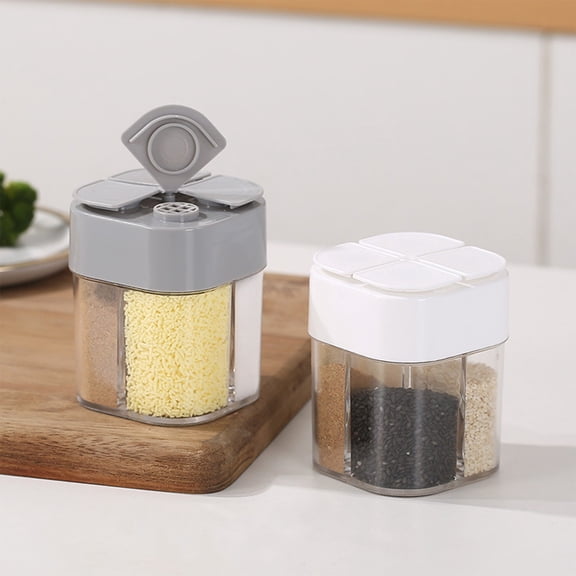 Tpzfurit Four-In-One Flip Lid Spice Shaker Set with Transparent Airtight Compartments for Freshness | Organized Spice Storage for Kitchens | Compact and Versatile | 1 Piece, 3.34x