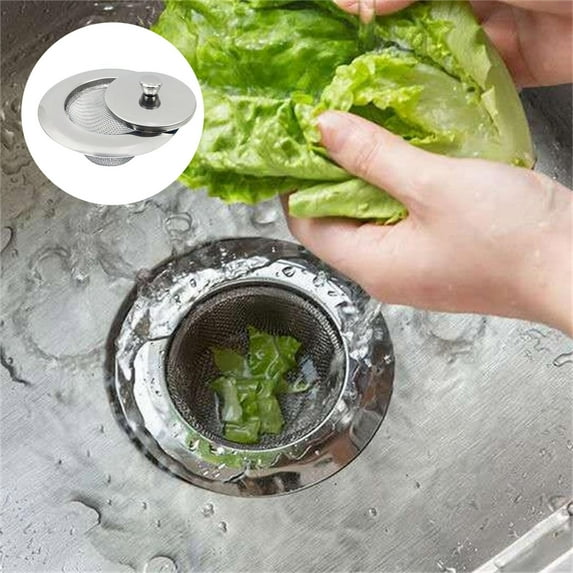 Tpzfurit Kitchen Sink Strainer with Cover - Fine 0.08 Inch Mesh Stainless Steel Filter for Smooth Draining and Odor Minimization, Suitable for 3.1 to 3.8 Inch Sinks, Inc