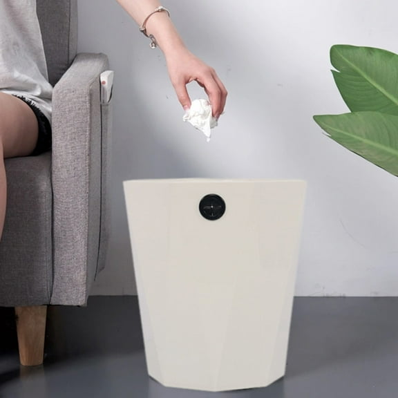 Tpzfurit Large Round Plastic Trash Can, Durable and Stylish, Multi-Room Use for Kitchen, Bedroom, Bathroom, and Office, Available in White, Purple, Yellow, Green, Pink - 27x28x19.