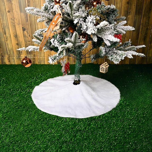Tpzfurit Solid White Water Drop Long Hair Christmas Tree Skirt - Soft and Elegant Flock Material - Unique Hollow Center Design - Versatile for Holiday Decor, Sofa Cushions, or Bed