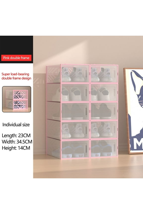 Two-End Load-Bearing Transparent Plastic Shoe Box with Side Opening for Casual Shoes | Household Shoe Storage Cabinet | Breathable & Easy to Install | Strong Material for